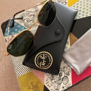 Ray Ban Hexagonal Flat Lenses - Polished Gold with Green Lenses